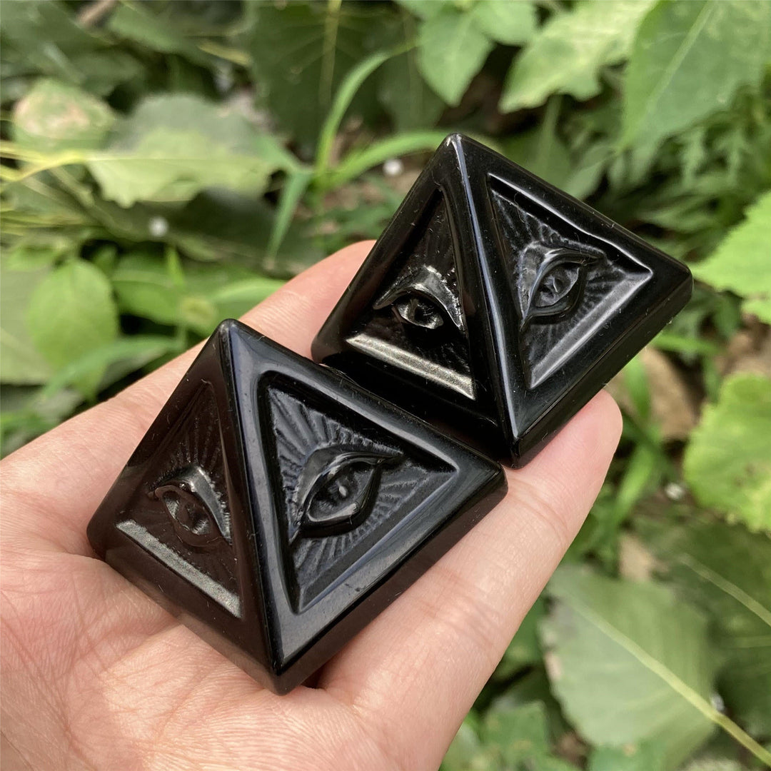 Decorazione in pietra preziosa della piramide di orgone di ossidiana Olivenorma 