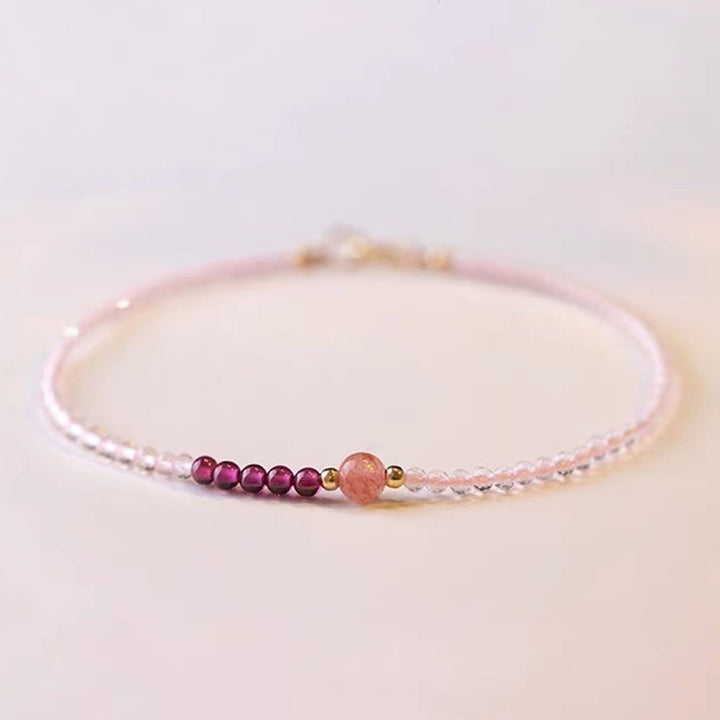 Cupido - Bracciale in cristallo rosa con pietra preziosa di quarzo fragola 