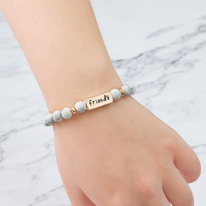 Olivenorma Natural Gemstone Best Friend Forever Set di 3 bracciali con incisione