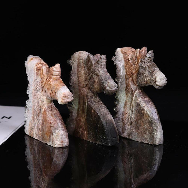 Decorazione in pietra preziosa unicorno di cristallo trasparente naturale Olivenorma