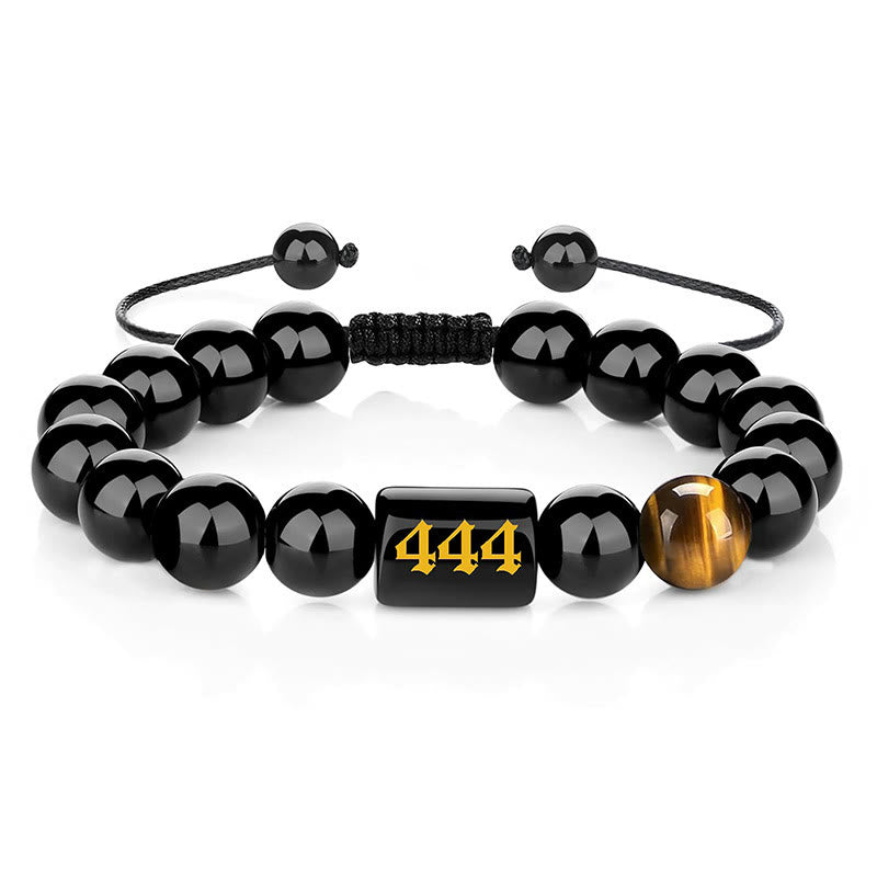 Olivenorma Bracciale con perline di ossidiana da 10 mm, numero alla moda 000-999
