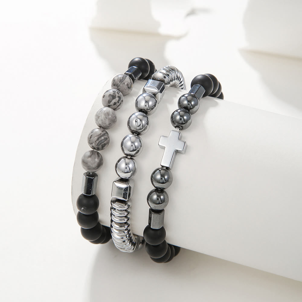 Bracciale da uomo con set di pietre preziose impilabili Olivenorma