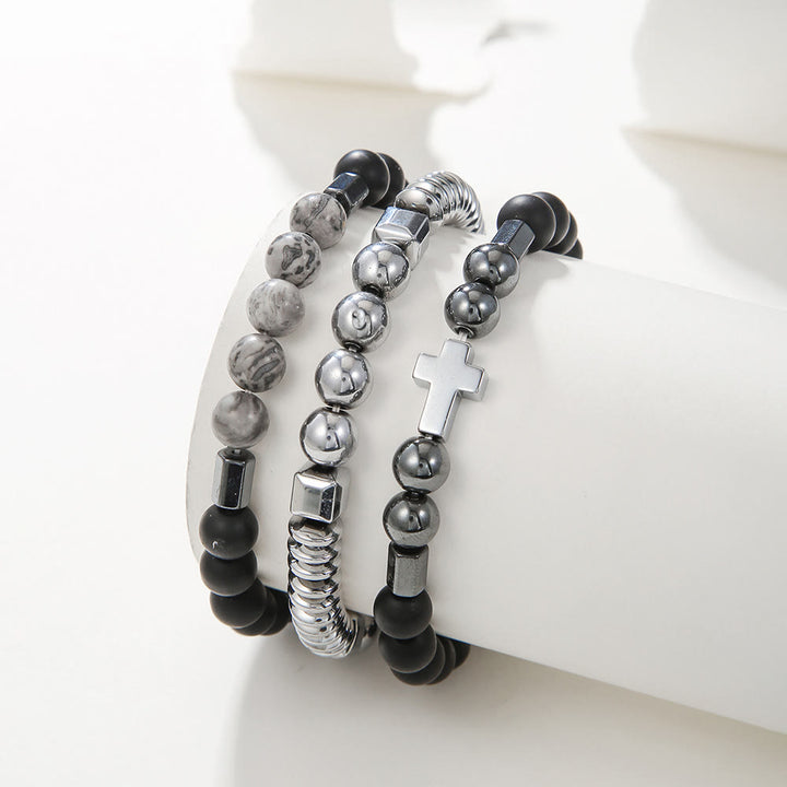 Bracciale da uomo con set di pietre preziose impilabili Olivenorma