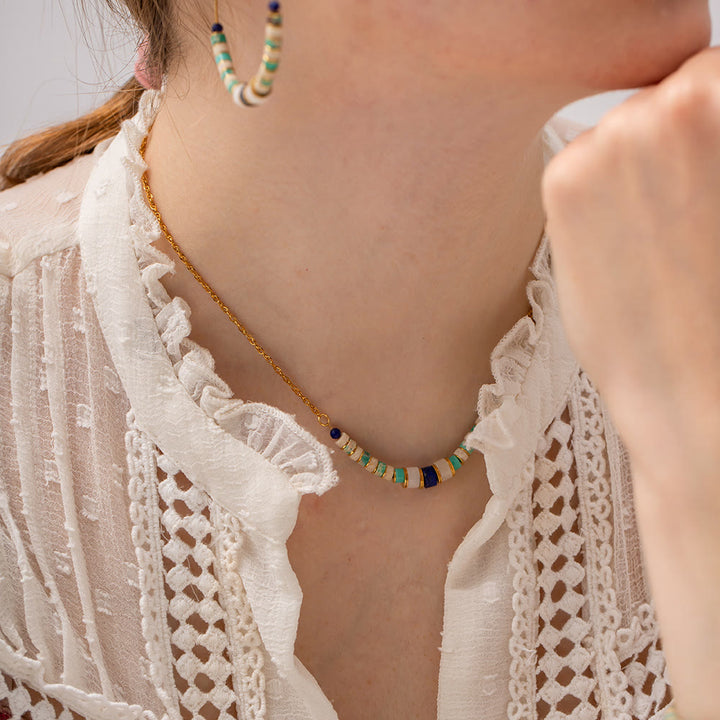 Olivenorma Lapislazzuli Pietra dell'Imperatore Agalmatolite Set di Gioielli 