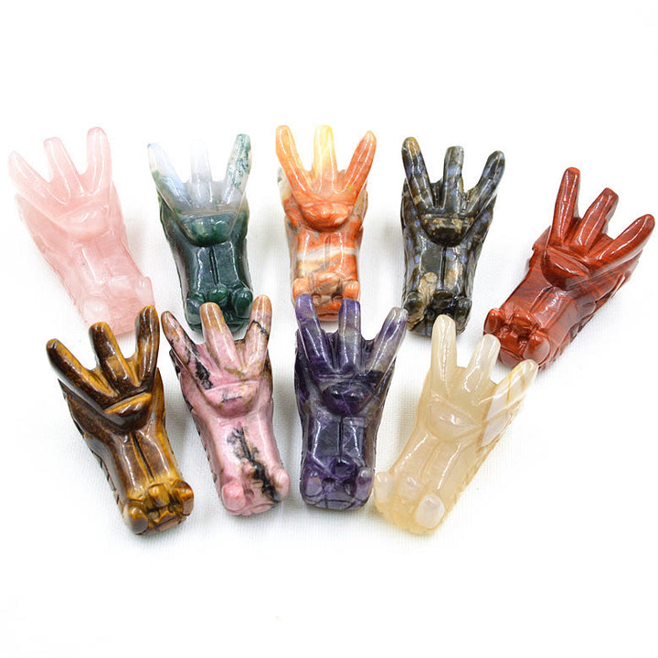 Olivenorma Crystal Dragon Head Gem Crafts Decorazione con pietre preziose