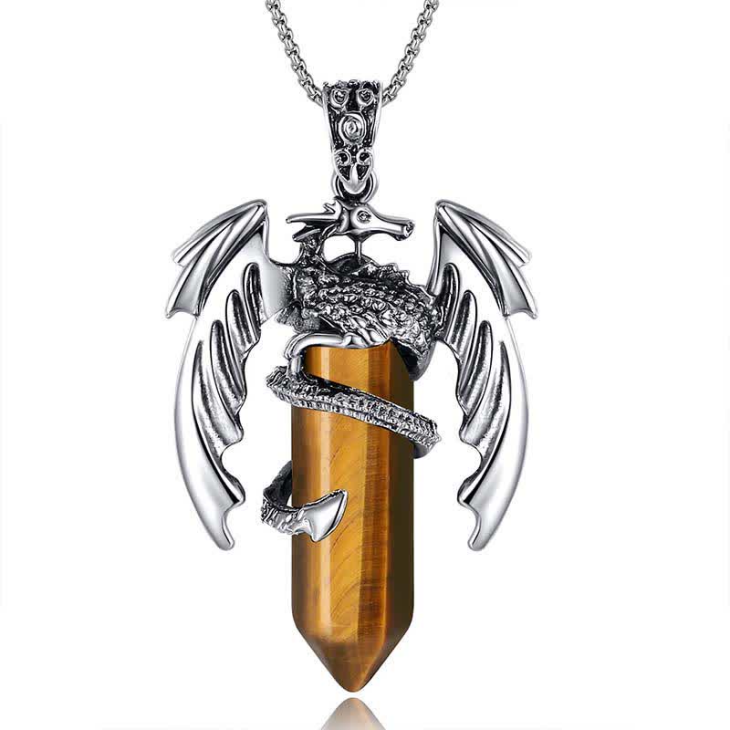 Collana Reiki con pietra curativa in cristallo di drago vintage Olivenorma 