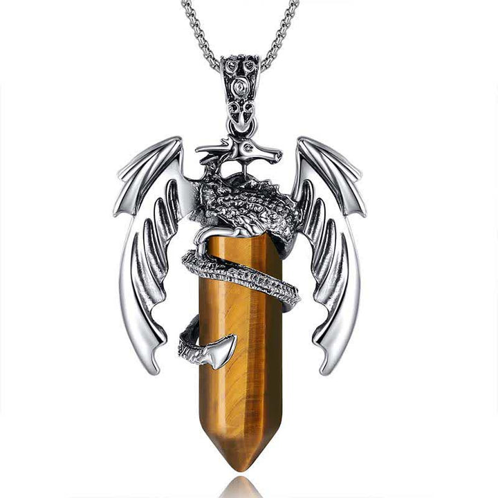 Collana Reiki con pietra curativa in cristallo di drago vintage Olivenorma 