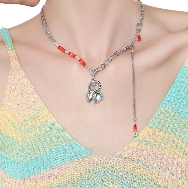 Collana in lega con ciondolo zodiacale in pietra di luna Olivenorma 