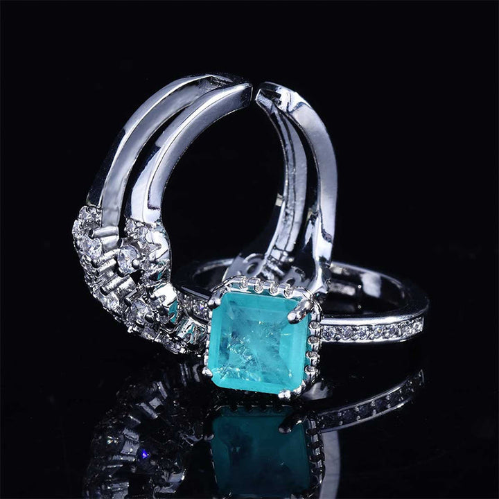 Set di anelli da 2 pezzi con tormalina Paraiba Olivenorma