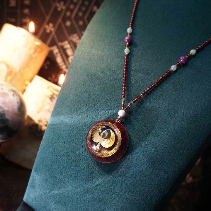 Collana Olivenorma Granato Lapislazzuli Acquamarina Chiave della vita 