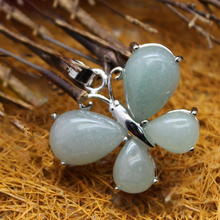 Collana a farfalla con pietra preziosa di cristallo naturale Olivenorma