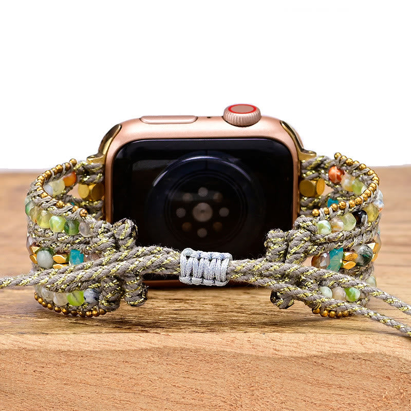 Cinturino avvolgente per Apple Watch Olivenorma in agata bianca ematite 