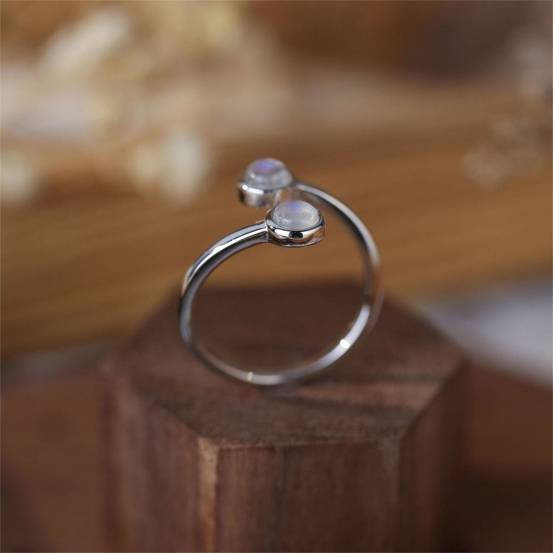 Anello aperto regolabile Olivenorma Moonstone S925 