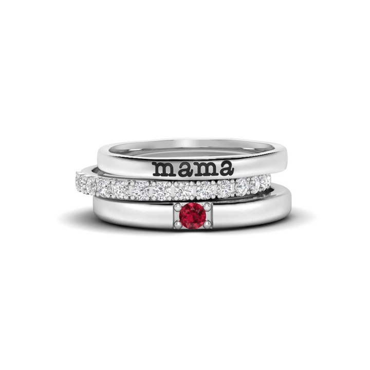 Olivenorma regalo personalizzato pietra portafortuna con zircone set di anelli da 3 pezzi