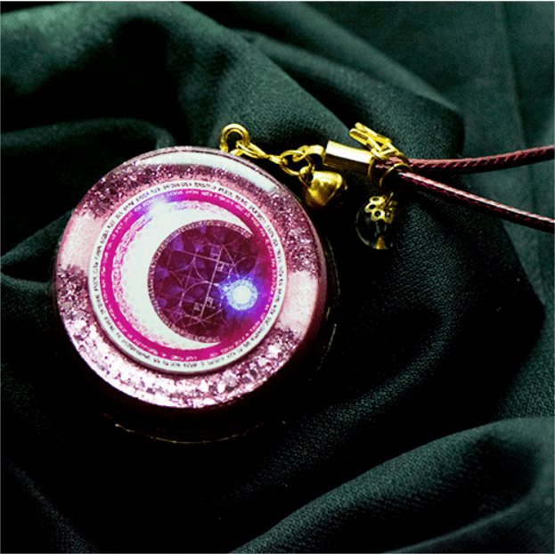 Olivenorma Moonlight Streamer Moon Phase Collana con ciondolo rosa in orgone