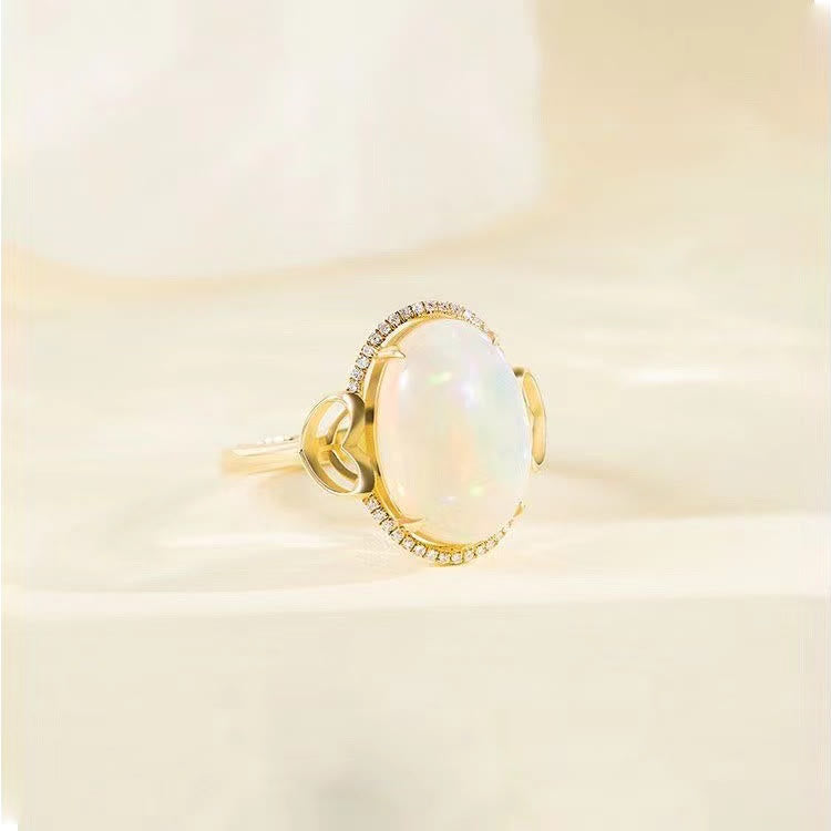 Olivenorma Anello regolabile con design laterale Big Opal Love 