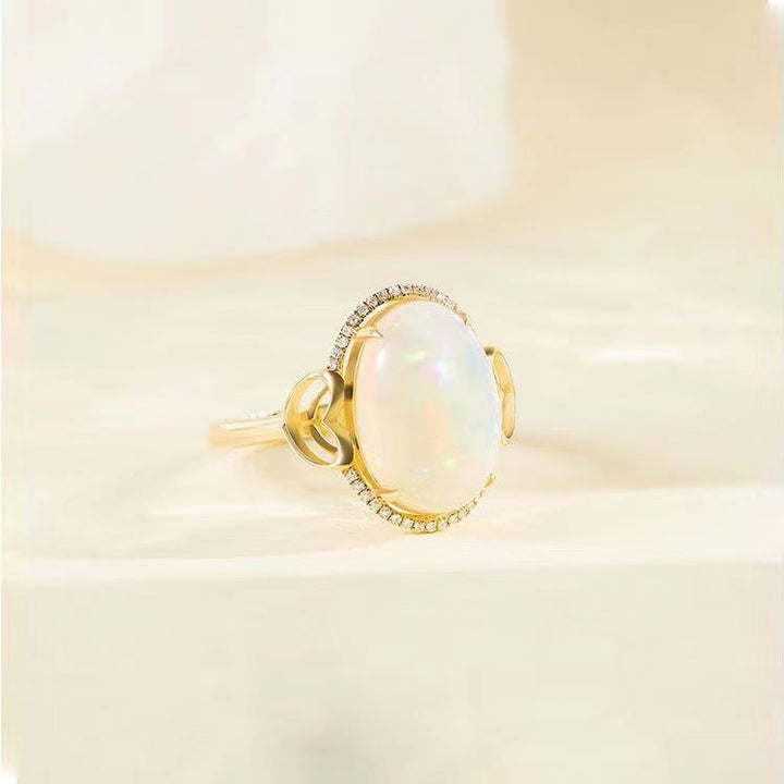 Olivenorma Anello regolabile con design laterale Big Opal Love 