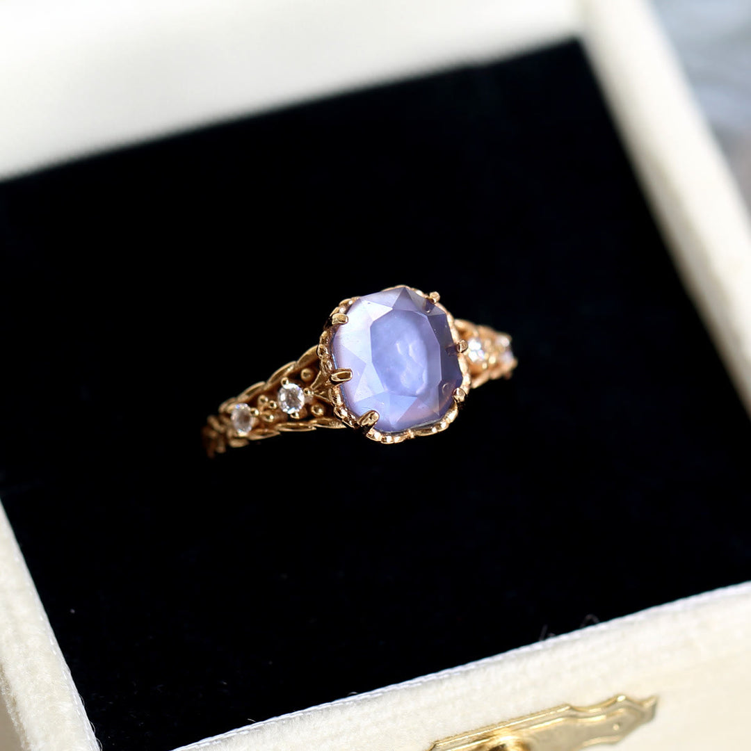 Collana con anello in pietra quadrata di ametista naturale Olivenorma 
