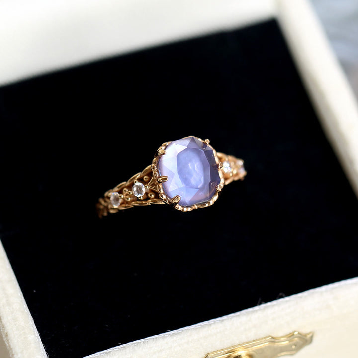 Collana con anello in pietra quadrata di ametista naturale Olivenorma 