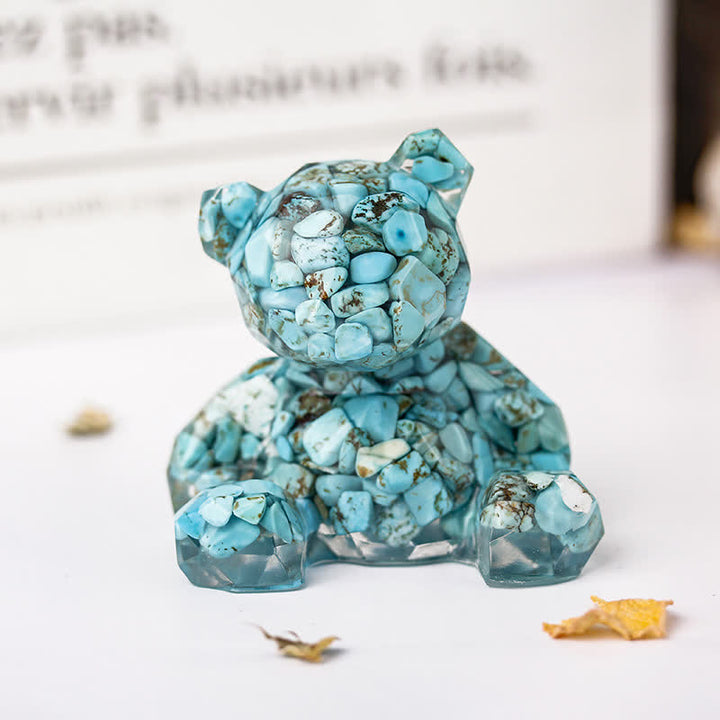 Decorazione con pietra preziosa a forma di orso seduto con specchio Olivenorma