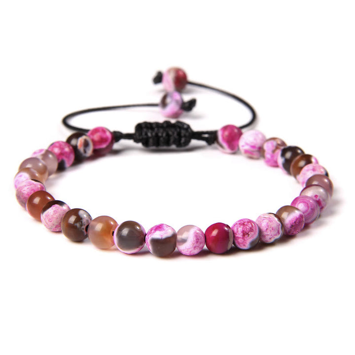 Bracciale intrecciato con perline di pietra naturale Olivenorma da 6 mm 