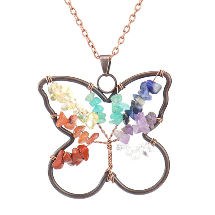 Collana di guarigione a forma di farfalla dei chakra