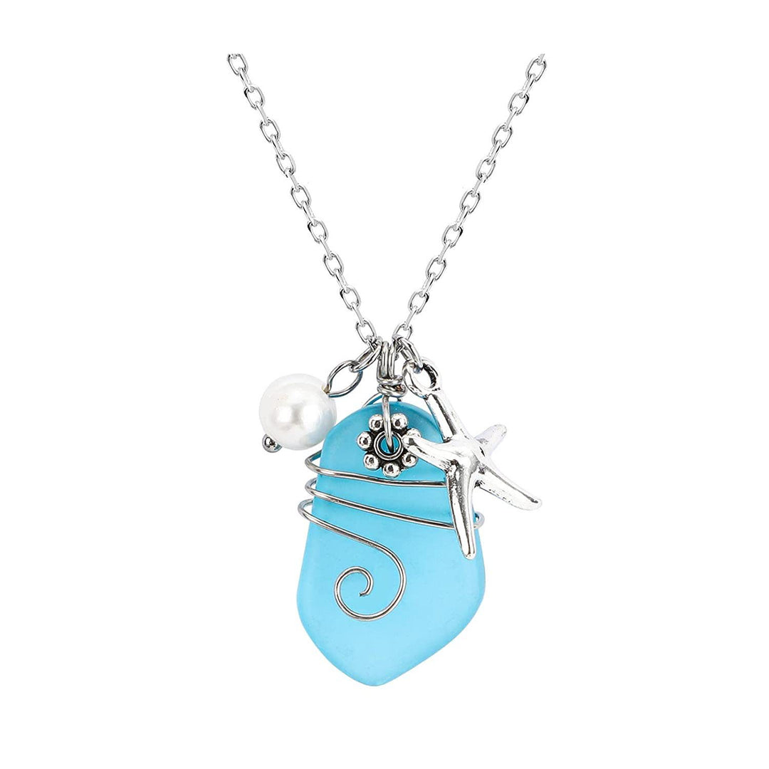 Collana con perle di vetro marino e stelle marine Olivenorma 