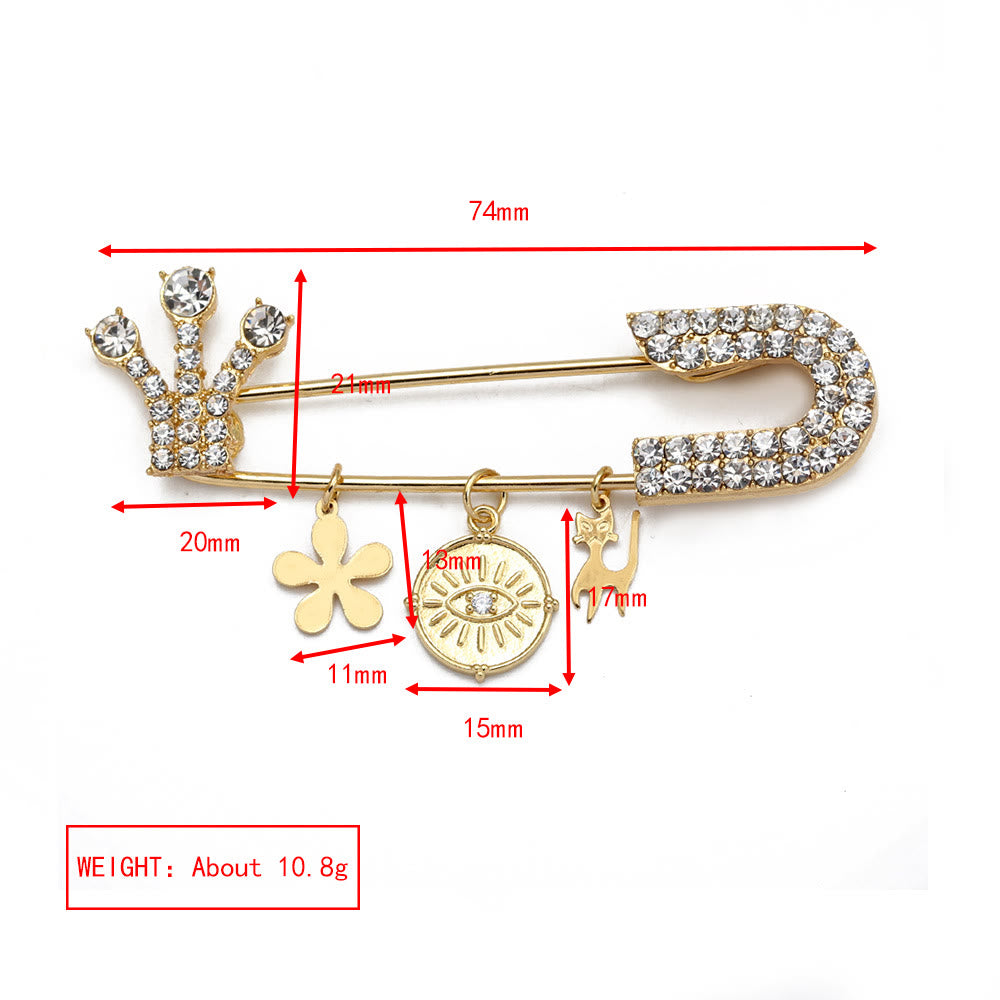 Spilla a forma di cuore con occhio maligno in zircone bianco Olivenorma 