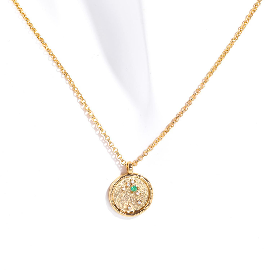 Collana con pietra portafortuna dello zodiaco in zircone bianco Olivenorma 