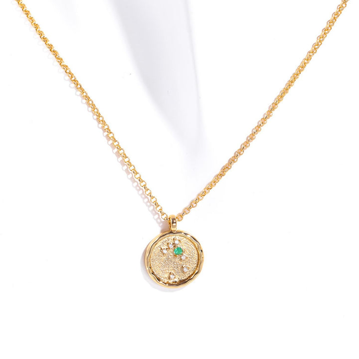 Collana con pietra portafortuna dello zodiaco in zircone bianco Olivenorma 