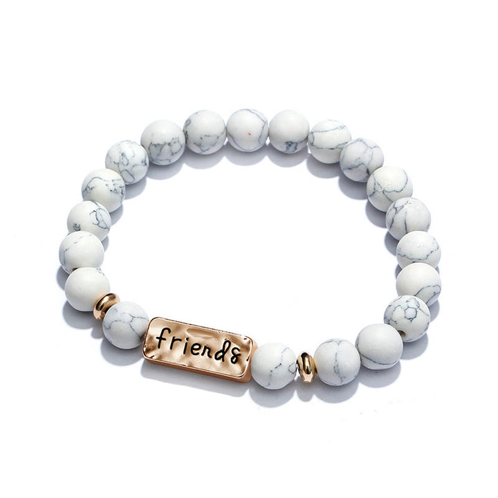 Olivenorma Natural Gemstone Best Friend Forever Set di 3 bracciali con incisione