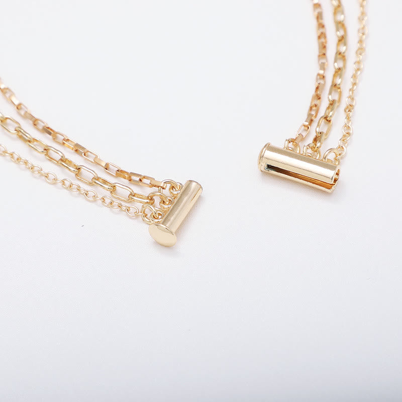 Collana a strati con ciondolo a forma di cuore irregolare in zircone bianco e agata Olivenorma