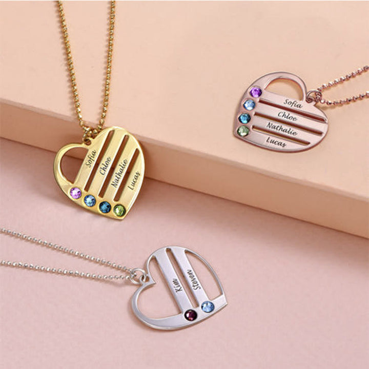 Collana con ciondolo con nome e pietra portafortuna a forma di cuore Olivenorma