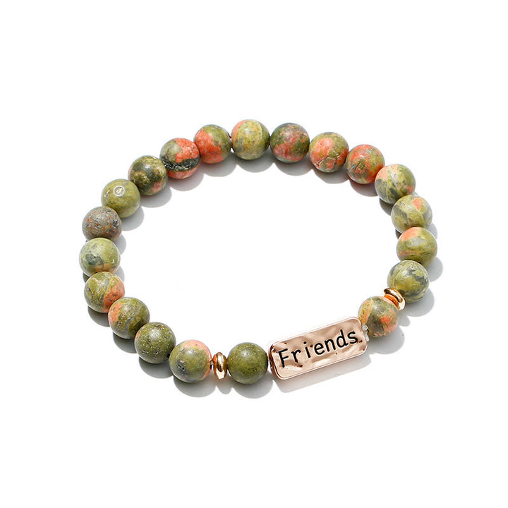 Olivenorma Natural Gemstone Best Friend Forever Set di 3 bracciali con incisione