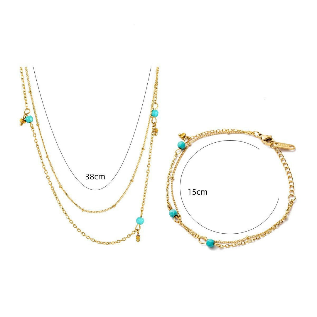 Olivenorma Set di bracciali impilabili con stelle turchesi naturali