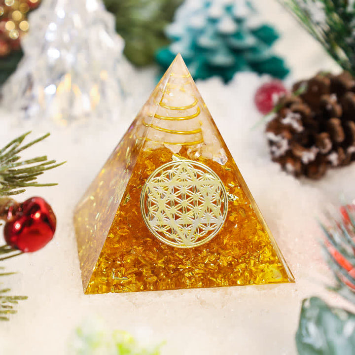 Olivenorma Citrine Ricchezza Cubo di Metatron Piramide Orgonica