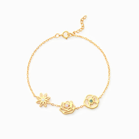 Olivenorma 1-8 Fiori di nascita con braccialetto con pietra portafortuna