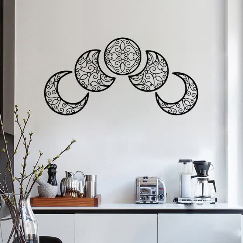 Decorazione da parete con fasi lunari in legno