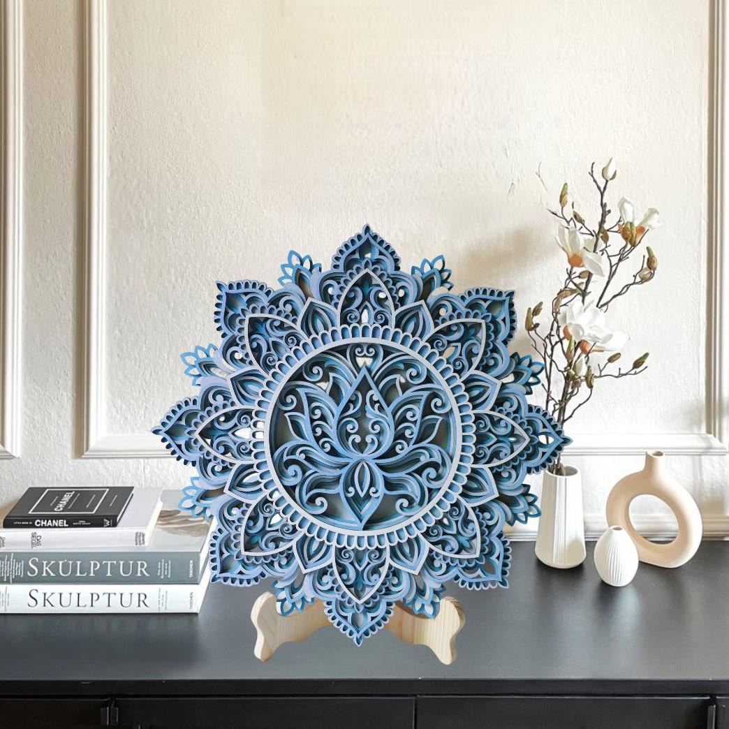 Olivenorma Blue Lotus Mandala 3D Pittura Decorazione da parete