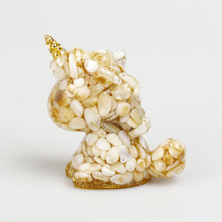 Decorazione in pietra preziosa di unicorno di cristallo Olivenorma - Madreperla e foglia d'oro - image 39