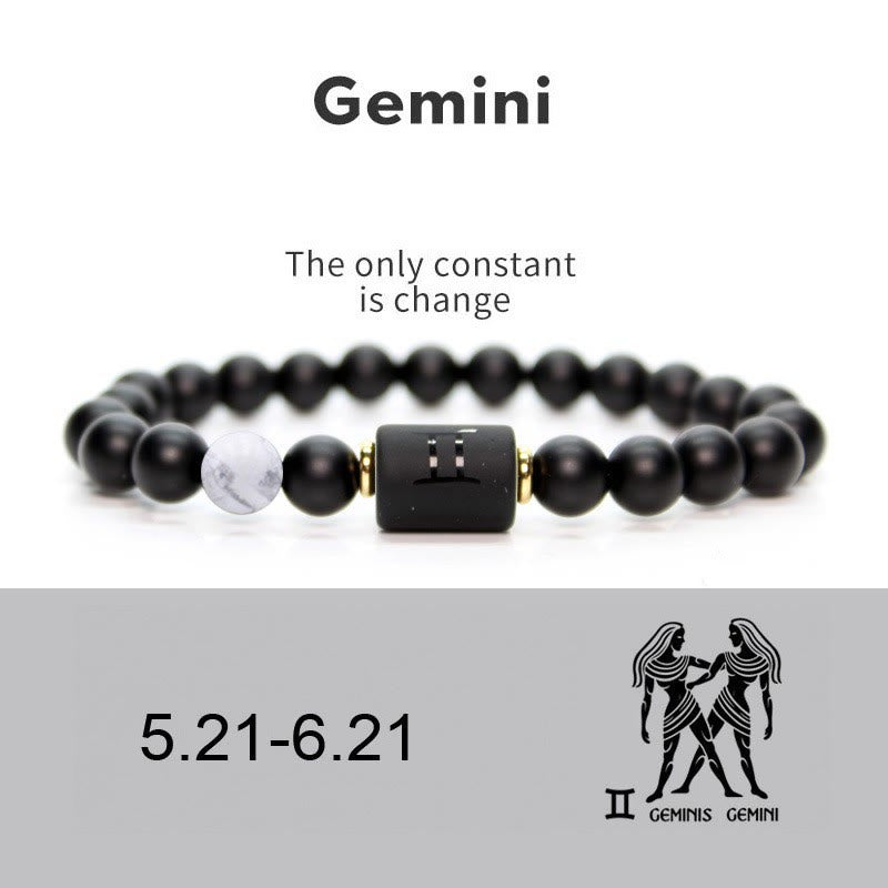 Olivenorma Bracciale da uomo con zodiaco in onice nero naturale
