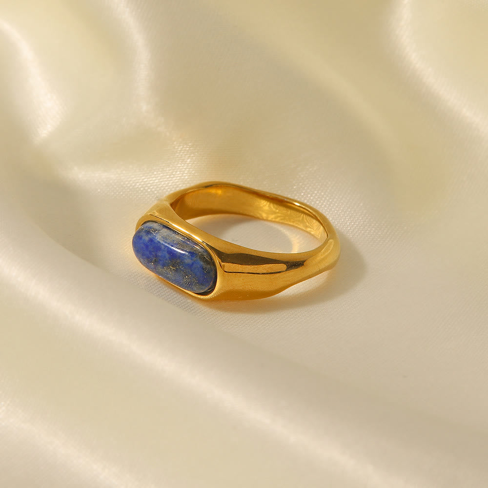 Anello color oro con pietra naturale ovale Olivenorma