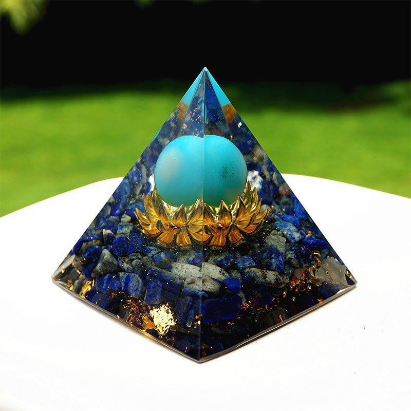 Olivenorma L'Espansione Spirituale Piramide di Orgone Turchese e Lapislazzuli 