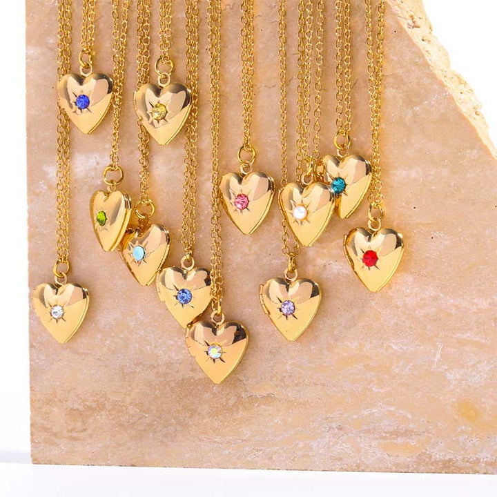 Olivenorma "Shine in My Heart" - Collana con album a forma di cuore con pietra portafortuna