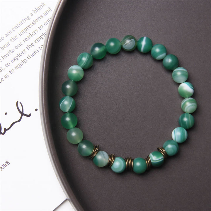 Olivenorma Bracciale Yoga Elasticizzato con Perline in Pietra Naturale Lucida da 8 mm