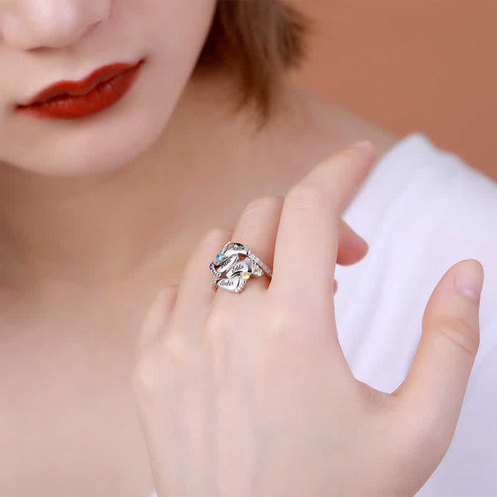 Olivenorma Anello creativo con pietre portafortuna incise sui piedi del bambino