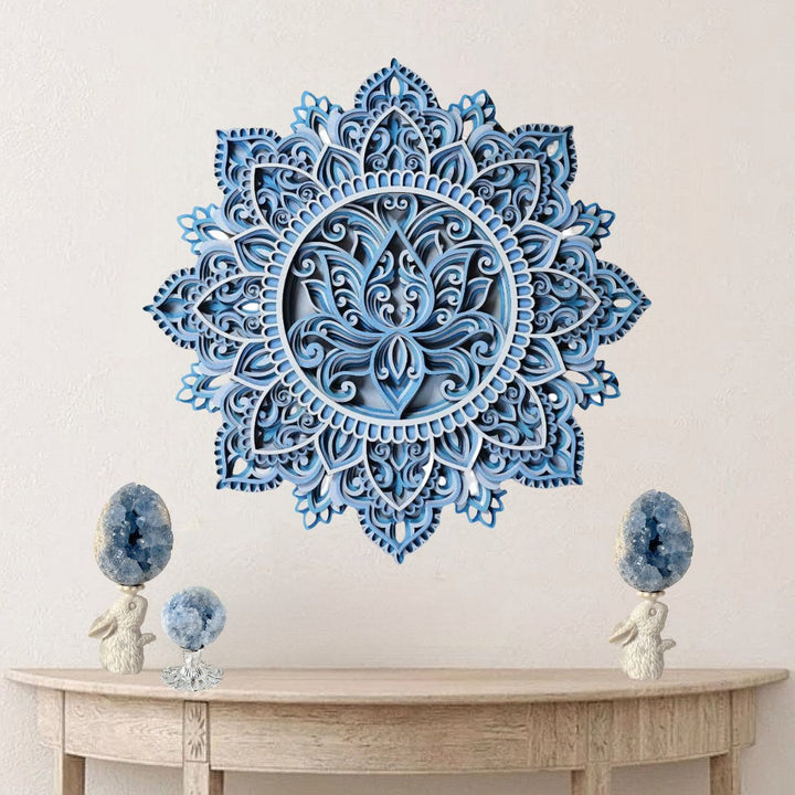 Olivenorma Blue Lotus Mandala 3D Pittura Decorazione da parete