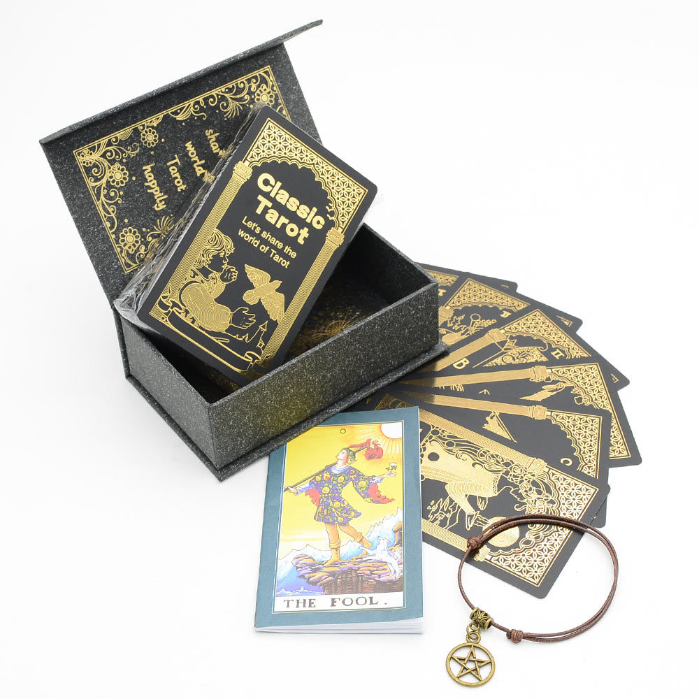 Olivenorma Bronzing Black Gold Foil Tarot Deck Carte