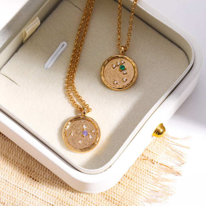 Collana con pietra portafortuna dello zodiaco in zircone bianco Olivenorma 