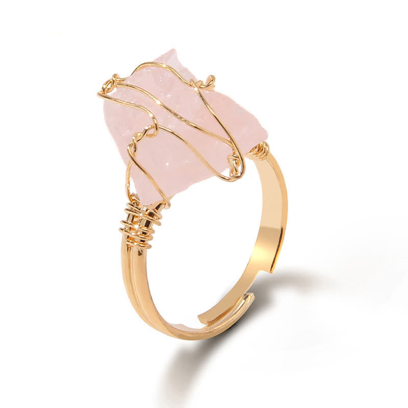 Anello con pietra preziosa naturale irregolare e ruvida Olivenorma